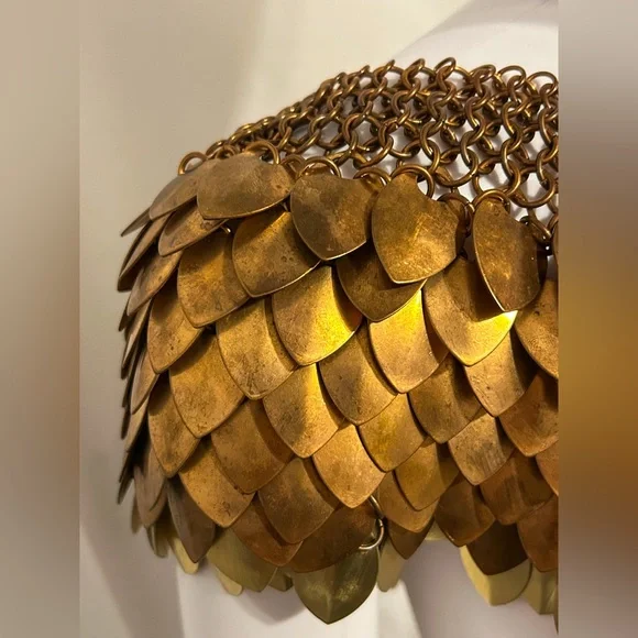 Rare Handmade Bronze Dragon Scales Chainmail Mantle Capulet Game Of Thrones - Picture 2 of 8